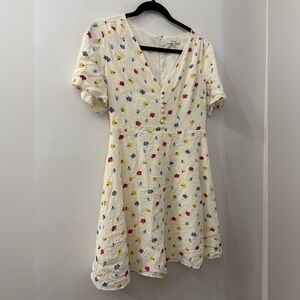 Madewell white Floral Mini Dress - size 4- flutter sleeve